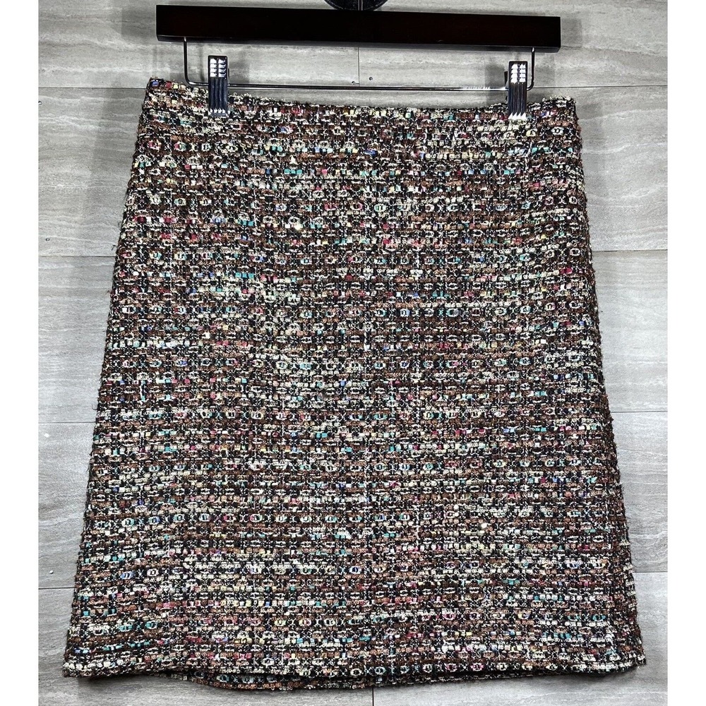 Ann Taylor A-Line Sequin Multicolored Tweed Skirt Womens Sz 6